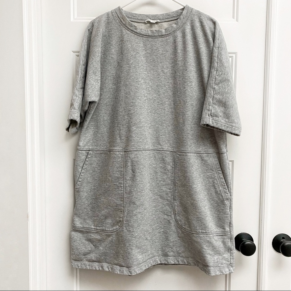 ❌SOLD❌COS Gray Short Sleeve Sweatshirt Dress - Picture 1 of 6